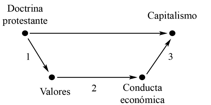 La relación entre protestantismo y capitalismo (adaptado de Coleman, 1990, p. 8)